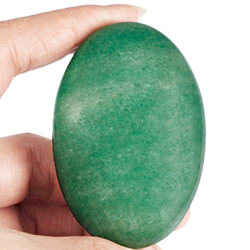 Sunyik Green Aventurine Oval Palm Stone, Polished Worry Energy Pocket Stones For Healing Reiki Massage 2"-2.5" #TOP1