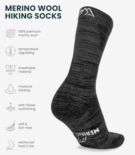 Image of Merino.tech Merino Wool Socks for Women And Men - Merino Wool Hiking Socks Crew Style