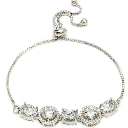 Image of ZENEME Rhodium Plated Brass Crystal Stylish Silver Plated American Diamond Melodic Opulence Bracelets For Women & Gifts For Girls Jewellery