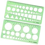 Stalora 2PCS Normographe Geographie, Règle Pochoir pour Dessin, Regle, Gabarit Cercle, Pochoir Geometrique, Modèles de Mesure en Plastique, Outil pour Croquis, Schémas et Géographie