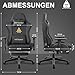 Vittanly Gaming Stuhl, Luxuriöser Wildlederimitat Gaming Chair Bürostuhl, Ergonomischer Schreibtischstuhl mit Fußstütze Kopfstütze und Lendenkissen, 3D Armlehnen, 90-155° Rückenlehne, Grau