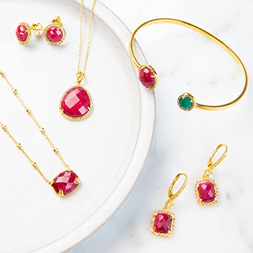 Max + Stone Created Ruby & Emerald Bracelet For Women | 18K Gold Over Silver Bangle Bracelet For Women | Gold Emerald & Ruby Bracelet For Women | Lightweight Cuff Bracelet For Women #TOP2