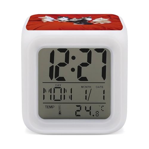 Relojes digitales con luz nocturna multicolor y alarmas programables para dormitorios 2