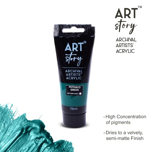 Image of Itsy Bitsy Art Story Artists Acrylic Colour Phthalo Green 75ml Tube | Rich Pigment, Smooth Finish, Quick Drying Paint for Canvas, Paper, Craft & DIY Projects