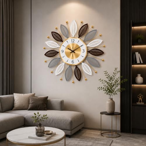 URBAN INSPIRATIONS Modern Metal Wall Clock 52cm White - Image 4