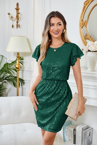 Image of GRACE KARIN Women's Sparkly Sequin Dress Cap Sleeve Party Cocktail Holiday Dress Elegant Glitter Sparkly Dresses for Women