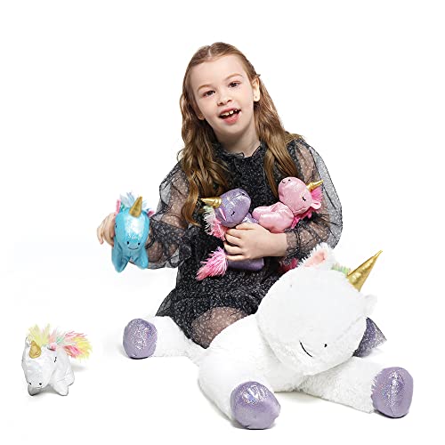 Tezituor 24 Inches Unicorn Plush Toy Set For Girls,4 Colorful Unicorns In Mommy Unicorn’s Belly,Unique Stuffed Unicorns Gifts For Children. #TOP6