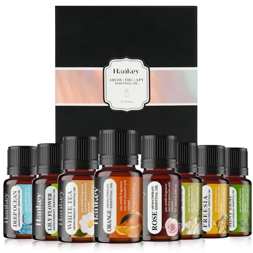 Nalikosty Set de Aceites Esenciales 18 x 10ml, Natural Puro Aromaterapia Essential Oil para Humidificador, Difusor (Rosa, Naranja, Jazmín, Árbol del Té, Lirio, Mar Profundo, Fresia, Menta)