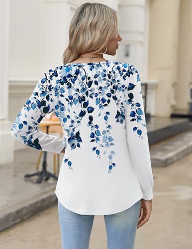 Image of Zeagoo Womens Long Sleeve Tops Fall V Neck Shirt Casual Pleated Tunic Top