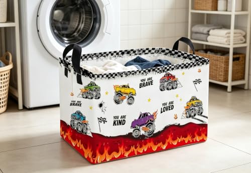 Image of Essme Rectangular Car Basket,Cute Storage Bins Organizer with Handles for Room Decor, Shelf Basket.(Flame car
