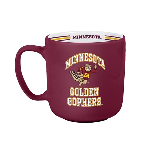 Image of Logo Brands NCAA Minnesota Golden Gophers 15 oz Stripe Coffee Mug - Vintage Team Logo, Inside Print & Stripes, Microwave & Dishwasher Safe- Great Gift For Fans & Alumni