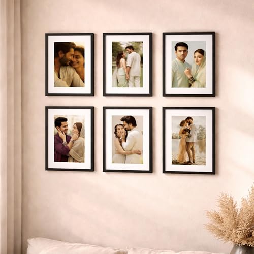 Image of PAINTINGMANTRA Decorative Premium Set of 6 Individual Wall Photo Frame (6 inch X 8 inch Picture Size matted to 4 inch x 6 inch)