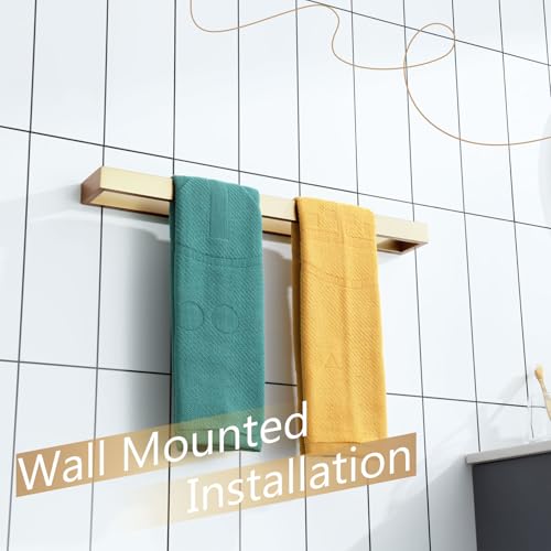 Image of KOKOSIRI Towel Bar Brushed Gold Bath Towel Holder 20 Inch Kitchen Towel Hanger Rack Stainless Steel Bathroom Hardware Wall Mounted, 1 Pack B4008BG-L20