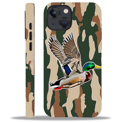 Coque pour iPhone 14 Plus canard colvert housse antichoc motif camouflage étui silicone rigide