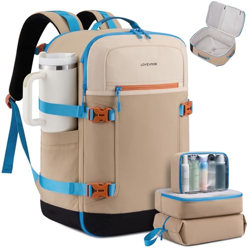 LOVEVOOK 40L Travel Backpack for Women & Men Airline Approved Carry On Backpack with 3 Packing Cubes TSA Personal Item Bag Waterproof Weekender Overnight Backpack Fits 17 Laptop