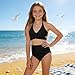 Girls Swimsuits Cross Front Halter High Waisted Bikini Sets Two Piece Bathing Suit Beach Swimwear for 2-11 Years
