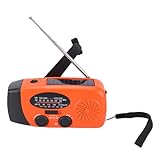 WALFRONT Solar Hand Kurbelradio, 6000 MAh Notfallradio AM/FM/WB Solar Radio mit 1 W LED Taschenlampe, Tragbares Powerbank Handy Ladegerät mit Solarpanel, Weltempfänger Testsieger für (ORANGE)