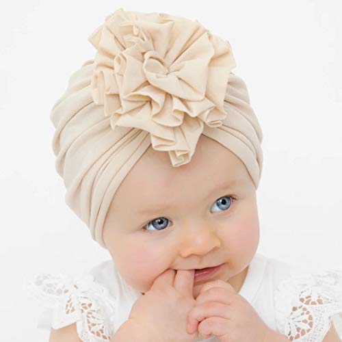 inSowni 8 Pack Solid Cotton Nursery Hospital Turban Hats Caps Beanies Bonnets with Flower for Baby Girls Toddlers Newborns Infants Kids3