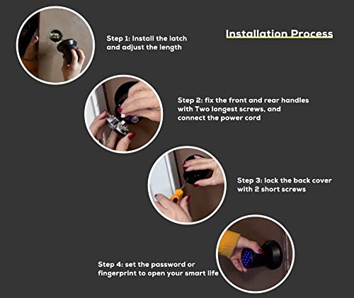 Fingerprint Door Lock, Biometric Door Knob With 5 Ways To Unlock(App/Fingerprint/Password/Key/Ekey), 255 Users And Unlocking Records, Passage Mode, Auto Lock, Prompt For Illegal Entry, Zinc Alloy #TOP7