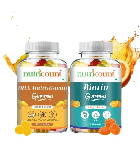 NUTRICOUNT DHA Multivitamin Gummies for Adult,Mango Flavour, Veg Omego 3, vitamin C & Biotin Gummies for Healthy Hair, Skin & Nails Growth | Biotin, Zinc (B0D56Z1Q1Y) Amazon Price History, Amazon Price Tracker
