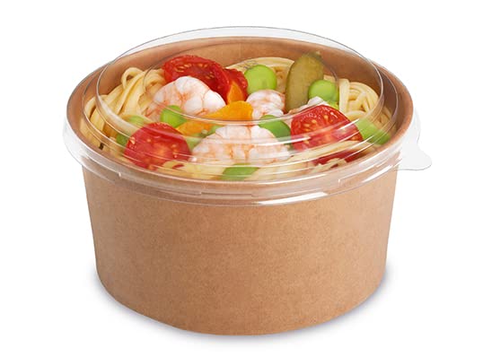 Verrines Plastiques Jetables Bol Saladier Kraft 1000ml - Lot 50 Bols 50 Couvercles - Écologique Alimentaire Bol Kraft Alimentaire