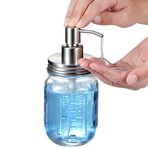 image for Amolliar Mason Jar Liquid Soap Dispenser, Rustproof Stainless Steel Pu