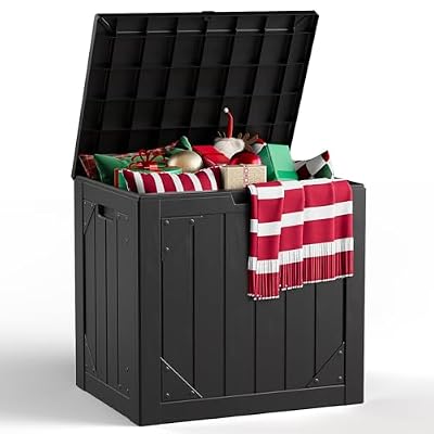 MAKE CHANGES Outdoor Storage Box,30 Gallon Deck Box Outdoor Storage Bench Outside Waterproof Resin Storage Bench, Lockable Patio Cushions, Garden Tools Storage For Furniture, UV Resistant(Black)
