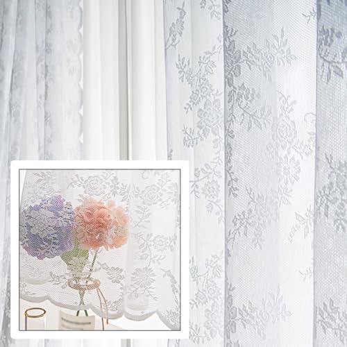 Rideaux brodés en dentelle et roses pour illuminer et décorer votre fenêtre de cuisine