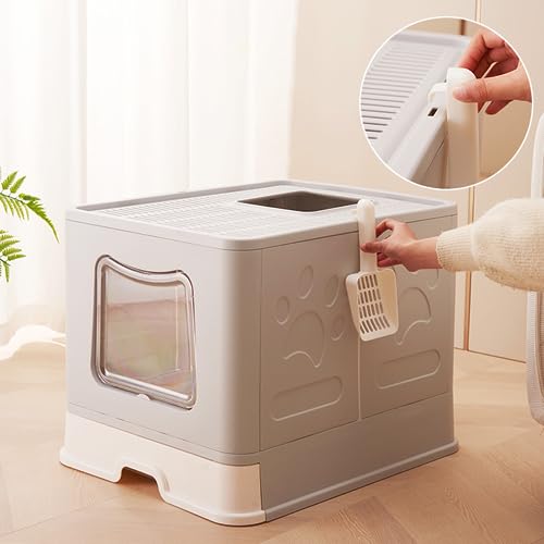 Arenero grande cubierto para gatos Vealind XL con tapa y pala miniatura 6
