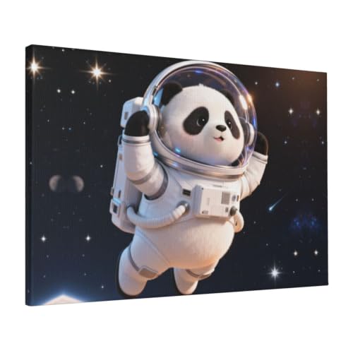 Toile imprimée panda astronaute sur châssis de qualité supérieure