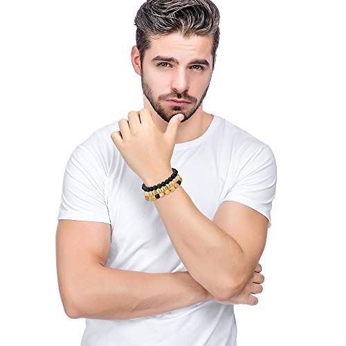 Jstyle 20Pcs Wooden Bead Bracelet For Women Mens Lava Rock Stone Beads Essential Oil Diffuser Beaded Bracelets Bangles Elastic Stretch Bracelet Set #TOP1