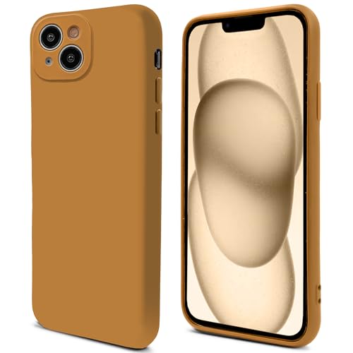 Lifestyle. Cover per iPhone 14 6.1-pollici Custodia per iphone 14 antiurto Premium con Finitura Opaca e Fodera Morbida Caramello leggero silicone microfibra