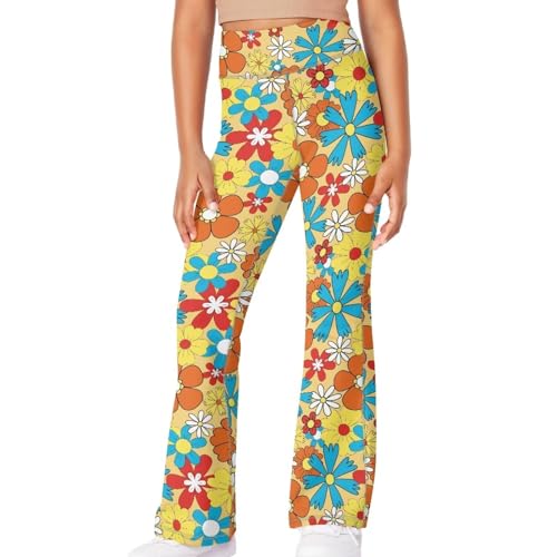 Girls Flare Leggings High Waisted Yoga Pants Bootcut Dance Casual Stretchy Bell Bottoms Athletic Leggings for 5-14Y