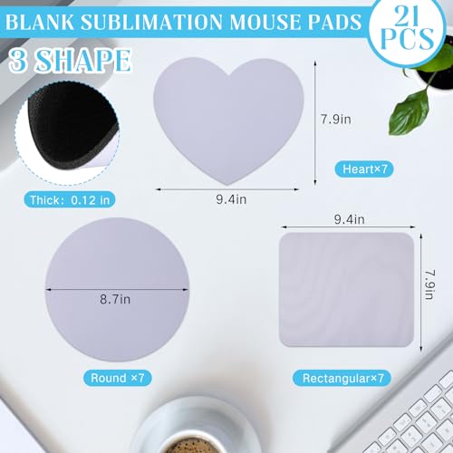 Tapis de souris vierges sublimation pour impression personnalisée, 21 pièces Nezyo - 2