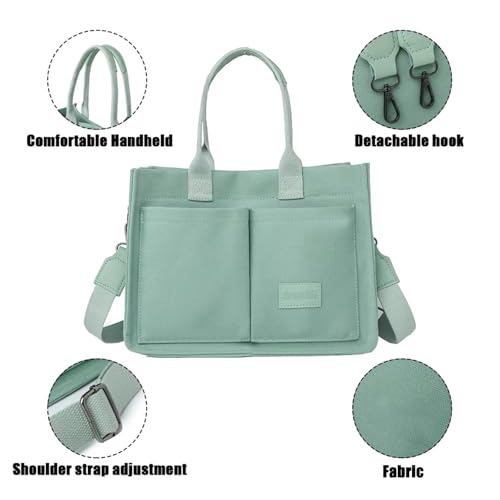 Utility Canvas Tote Bag for Women with Compartments Large Crossbody Bags Work Laptop Book Bag Travel Satchels Handbags2