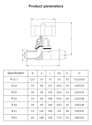 Vanne à membrane sanitaire pour circuit de fluide stérile 25mm - 3