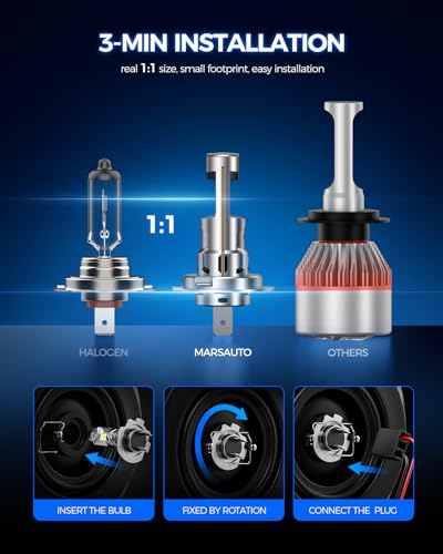Image of Marsauto - H7 led lights for car - High Performance Halogen Headlight Bulb, High Beam, Low Beam and Fog Replacement Bulb (Contains 2 Bulbs)