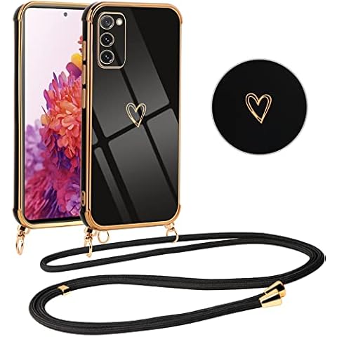 Funda con Cuerda Vauki Samsung Galaxy S20 FE Corazón Negro Cover