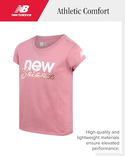 Image of New Balance Girls Athletic Skort Set - 2 Piece Active Short Sleeve Girls Shirts & Tennis Scooter Skirt Clothing Set