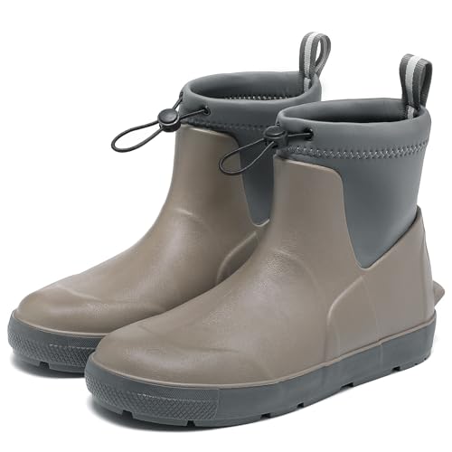 CKWLXQY Men's Deck Boots,Ankle Rubber Rain boots Waterproof Anti-Slip Waterproof Shoes, Fishing Boating Boots Water Work Shoes for Men