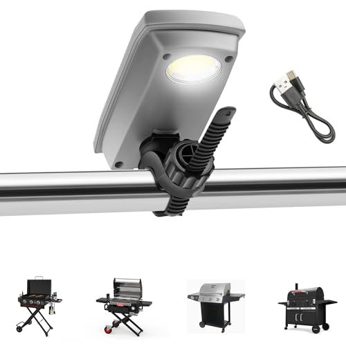 Solar Rechargeable Grill Light, Portable USB Charging LED BBQ Light Designed for Works on All Grills of Outdoor Grill, Automatic On/Off, 360° Rotatable, Water and Heat Resistant