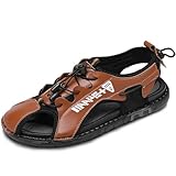 OHCHSH Mens Sandals Slippers Leather Closed Toe Athletic Sport Sandals Shoes (Brown Red, US Footwear Size System, Adult, Men, Numeric, Medium, 9)