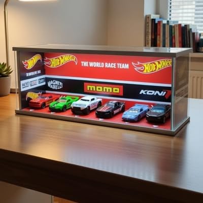 Image of Art Monk Premium Luxury Car Diorama Display Case with LED Lighting | MOMO Garage Theme | Wooden Diecast Car Display