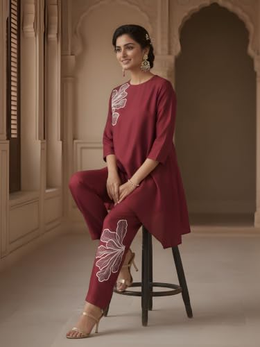 Image of Women's Sequin Embroidered Chanderi Co-ord Set Traditional Style