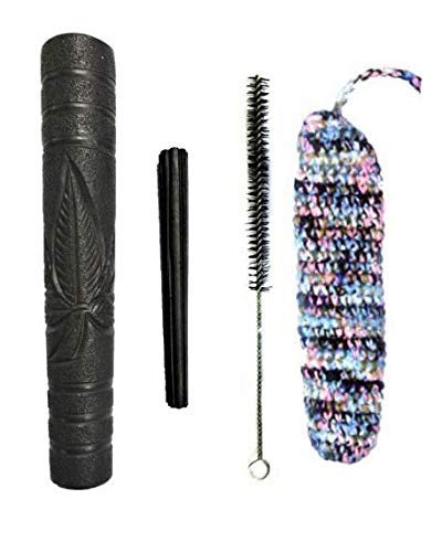 OutonTrip Handmade 6-Inch Leaf Art Clay Chillum Combo with Cleaner Kit & Cover | Traditional Artisanal Craft