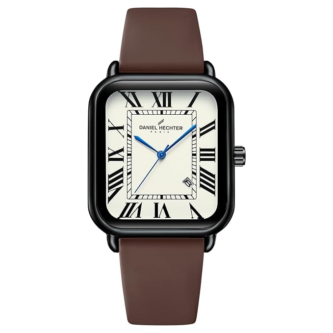 Daniel Hechter Plaisance Collection Square Watch for Women - White dial, Roman Numerals with Minimalist Design
