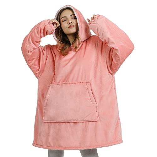 Winthome Sweat Plaid - Pull Plaid Double Chaud Doux, Sweat Plaid Femme avec Capuche et Poche, Poncho Plaid pour Adulte Homme Femme, Cadeau, Hiver, Sherpa Sweet Plaid, Couverture a Capuche Oversize Cover