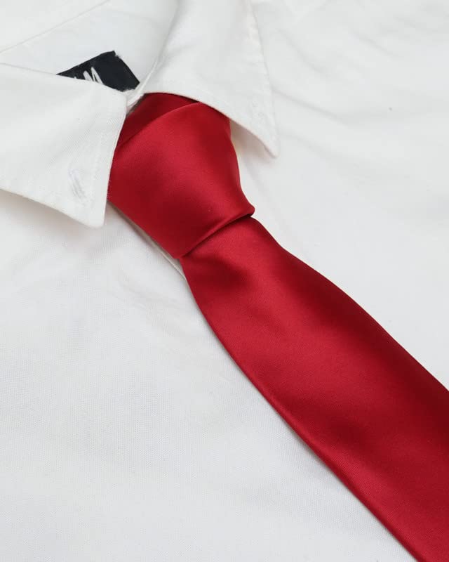 Axlon Tie for Men – Solid Silk Neck Ties Set with Cufflinks Flower Pin, Pocket Square & Black Gift Box, Combo Necktie Sets for Office Wear, Formal Suits & Weddings (Brick Red, AXSOLID_2) - Image 5 thumbnail