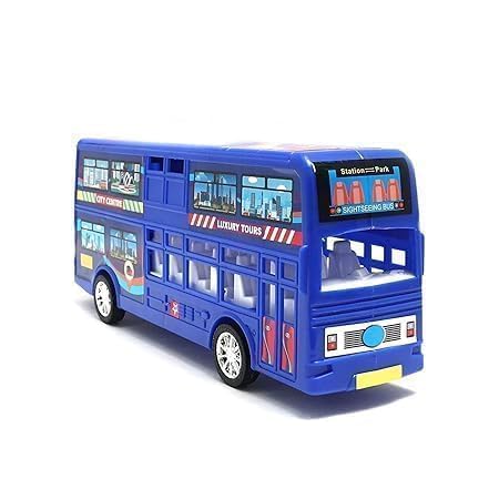 0M Toys Double Decker Bus Toy for Kids | Heavy Duty Stylish Big Size Vehicle | Non-Electric (Red) (Blue)