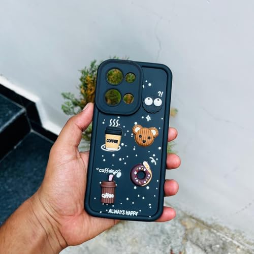Image of Pikkme Back Cover for Oppo Reno 13 5G | 3D Cartoon Silicone Case Cute & Fun Full Protective Bumper Cover (Black)